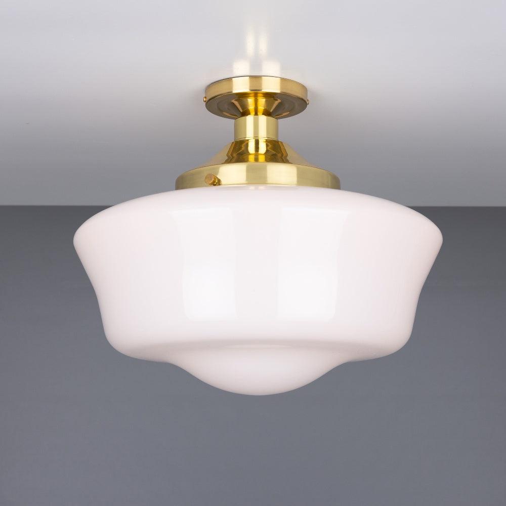 Schoolhouse Ceiling Light - Mullan Lighting - Antique Brass – Lime Lace