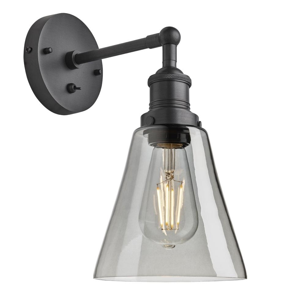 Brooklyn 6 Inch Tinted Glass Flask Wall Light - Smoke Grey - Industvil ...