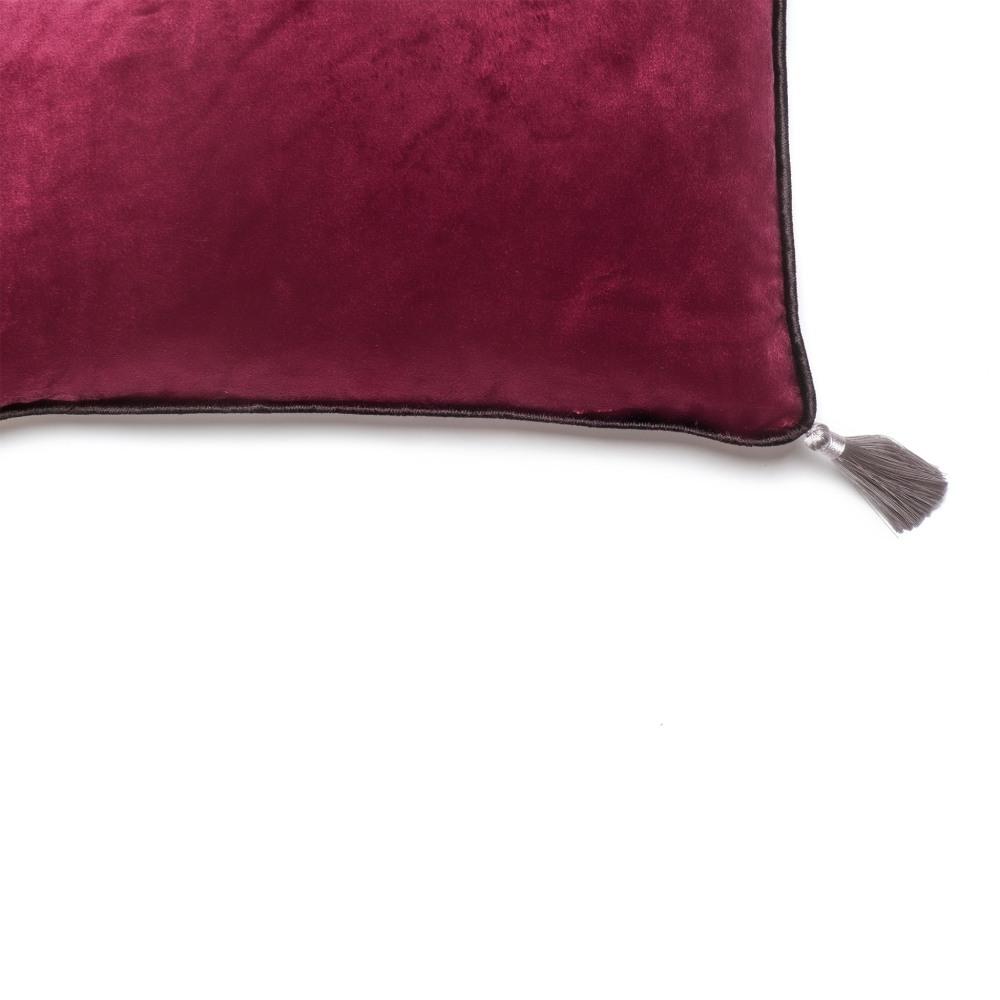 Dark Purple Velvet Rectangular Cushion with Tassels – Lime Lace